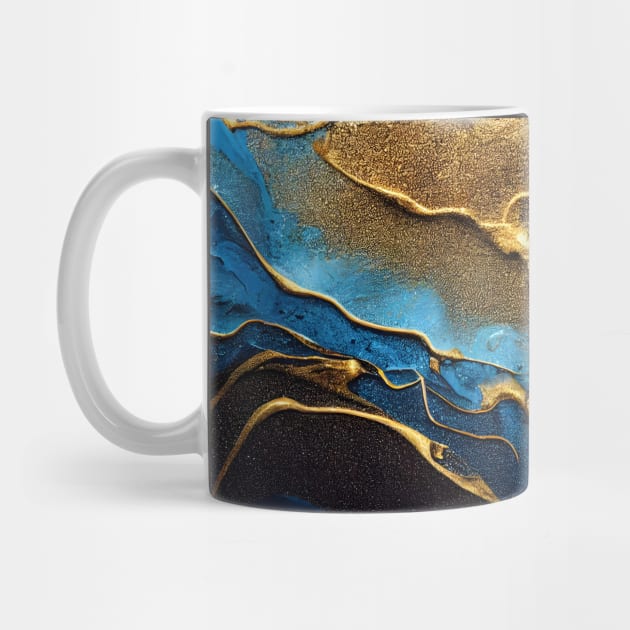 Fluid art gold with blue paint. by RulizGi